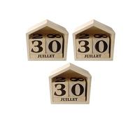 3 calendriers perpétuels en bois maisonnette - 7,3 x 8 x 3,4 cm