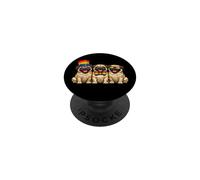 3 Carlins Alignés Chiens Pride Drapeau Arc-en-Ciel LGBTQ+ PopSockets PopGrip Adhésif