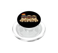 3 Carlins Alignés Chiens Pride Drapeau Arc-en-Ciel LGBTQ+ PopSockets PopGrip pour MagSafe