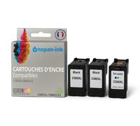 3 Cartouche pour CANON CL586XL PG585XL 2 BK + 1CL 900 / 750 avec Canon Pixma TS 4150i; Pixma TS 6550i; Pixma TS 7550i; Pixma TS 7650i; Pixma TS 7750i.