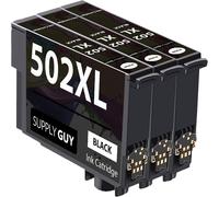 3 Cartouches d'encre Compatible avec Epson 502XL Noir pour WF2860 WF2860dwf WF2865 WF2865dwf WF2880 WF2880dwf WF2885 WF2885dwf XP5100 XP5105 XP5115 XP5150 XP5155