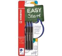 STABILO Recharges stylo roller ergonomique EASYoriginal – Encre bleue effaçable 0,5 mm – Lot de 3