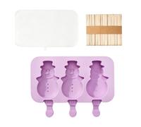 3 Cavities Silicone Snowman With Lids - Ice Pop Maker