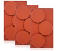 3-cavity Grande Coque en silicone ronde Moule à Cake Disc, Sourceton 3 pcs Lot de cuisson Moules pour gâteaux, bonbons, Savon