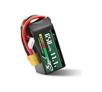 YUNIQUE GREEN-CLEAN-POWER Batterie Lipo 3 cellules 11,1 V 650 mAh 80 C avec connecteur XT30, câble en silicone et coque souple - dimensions 56 x 30 x 15 mm, poids 58 g - haute puissance pour modèles