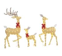 Outsunny 3 Cerfs Lumineux Noël en Forme de Famille de Cerfs Blanc Chaud