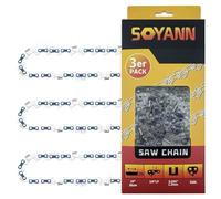 3 Chaînes de Tronçonneuses 35cm, 52 Maillons/Entraineurs, Pas de 3/8", Jauge 0,050" (1,3 mm), Chaîne à Faible Rebond Compatible pour Bosch, Ryobi, Husqvarna, Einhell, Oregon, Dolmar et autres