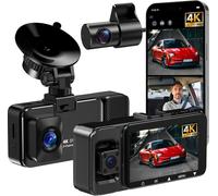 3 Channel 4K Dash Cam, Front & Rear View, 5G WiFi Camera, APP Control, Night Vision, 3"" IPS Display, G-Sensor, 24 Hours Parking Mode, Loop Recording