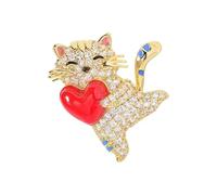 3 chats fantaisistes étreignant cœur broche polyvalente bijoux en alliage unique admirateurs de mode élégant en alliage broche chat, One Size, Comme décrit