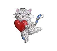 3 chats fantaisistes étreignant cœur broche polyvalente bijoux en alliage unique admirateurs de mode élégant en alliage broche chat, One Size, Comme décrit