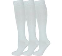 3 Chaussettes hautes filles riches en coton pour l'école - Chaussettes d'uniforme scolaire de retour à l'école pour fête, ajustement confortable, chaussettes hautes d'école pour enfants, blanc, 2-3