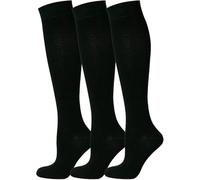 3 Chaussettes hautes filles riches en coton pour l'école - Chaussettes d'uniforme scolaire retour à l'école pour fête, ajustement confortable, chaussettes hautes d'école pour enfants, Noir , 4-6 ans