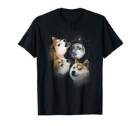 3 Chien Hurlant à la Lune Shiba Inu Drôle Mignon Chien Meme T-Shirt