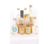 3 cl eau de vie lot de 7 mignonnettes gentiane ache framboise kirsch prune ouzo quetsch alcool années 80