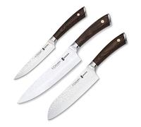 3 Claveles - Set de 3 Couteaux Professionnels avec Lame Martelée, Gamme Sakura, Master Chef Sélection