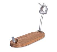 3 CLAVELES Support à Jambon Pliable pivotant 2 Positions en Bois et Acier Inoxydable 47 x 18