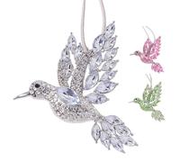 3 Colibri Noël Décoration, Colibri Décorations Sapin Noël, Jolie Suspension Métallique en Forme D'oiseau, Esthétique Scintillante en Strass, pour Maison, Jardin, Fenêtre, Chambre Coucher