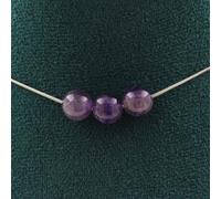 3 Collier de perles d'améthyste 8 mm en acier inoxydable