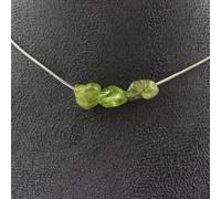 3 Collier de perles de péridot du Myanmar (Birmanie). Chaîne en acier inoxydable