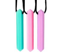 3 Colliers à mâcher TDAH | Objet concentration DYS | Collier anti-stress adulte & enfant | Jouet sensoriel autisme | Collier anti-tabac | Rose, Violet, Turquoise