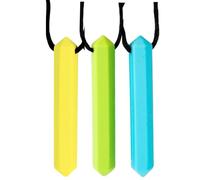 3 Colliers à mâcher TDAH | Objet concentration DYS | Collier anti-stress adulte & enfant | Jouet sensoriel autisme | Collier anti-tabac | Jaune, Vert, Bleu