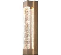 3 Color Dimmable Led Crystal Wall Sconce Modern Gold Rectangle Bubble Design Wall Light Middle Ages Style Lamp for Living Room Bedroom Hallway