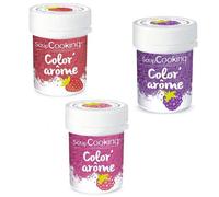 3 colorants alimentaires aux arômes framboise, mûre & fraise - ScrapCooking G
