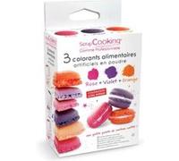 SCRAP COOKING Kit 3 Colorants Artificiels, Orange/Violet/Rose, 15 g