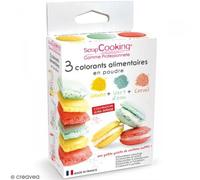 3 Colorants Alimentaires Vert d'Eau, Corail, Jaune