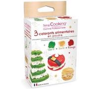 3 colorants en poudre vert, rouge et doré - Edition Noël - ScrapCooking G