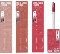 3 Colors Matte Liquid Lipstick Set,Velvet Smooth Nude Lip Gloss,Waterproof Moisturizing Long Lasting Highly Pigmented Matte Lip Stain With Gift Box(A)