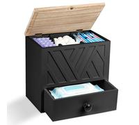 3 Compartiments Boîte de Rangement pour Tampons, Boîte de Rangement pour Serviettes Hygiéniques avec Couvercle, Boîte de Rangement Polyvalente d'hygiène Intime pour Filles, Femmes, Dames (Noir-1)