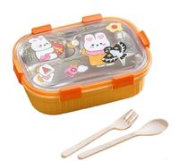3-Compartment Lunch Box 1000ml Microwave Safe Leak-Proof(Orange)