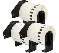 3 Compatibles Rouleaux DK22251 DK-22251 62mm x 15,24m Papier Étiquettes continues pour Brother P-Touch QL-800 QL-810W QL-820NWB, noir et rouge sur blanc