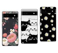 NOVAGO Compatible avec Google Pixel 6a 5G -Lot de 3 Coques Gel Souple incassable résistant Antichoc Impression Motif Relief (Pack 1)
