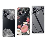 NOVAGO Compatible avec Realme C53 4G/Realme C51 4G/Realme Note 50 4G -Lot de 3 Coques Gel Souple incassable résistant Antichoc Impression Motif Relief (Pack 1)