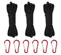 3 Corde en Nylon, 10M Corde de Rappel, Noir Polypropylène Corde, Corde de Flottaison, Corde d'ancrage avec 6 Boucles d'alpinisme, Brins en Nylon Corde Multifonction pour Camping Extérieur DIY
