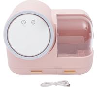 3 couleurs LED Light HD Mirror Cosmetic Box Organiseur cosmétique Grande capacité Boîte de rangement maquillage Recharge USB (Rose)
