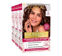 3 couleurs L'Oréal Paris Excellence Crèmes Coloration Permanente 5 Châtain Clair Triple Traitement - 3 Teintes