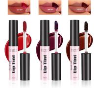 3 Couleurs Peel Off Lip Stain Set,Tattoo Magic Color Matte Nude Lip Gloss Lip Tint,Long Lasting Waterproof Peel Off Lip Liner,Nonstick Cup Liquid Lipstick Lip Stain Pour Les Femmes Filles