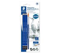Staedtler Crayons graphite aquarellables Mars Lumograph Aquarell – 3 (8B,6B,4B) + pinceau