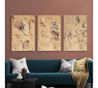 3 créatures mystérieuses vintage du monde des sorciers,peinture sur toile murale,affiche d'art féérique imprimée pour décoration de chambre à coucher 40x60cmx3 sans cadre