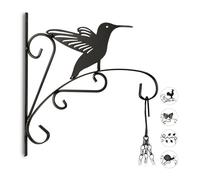 3 crochets à fleurs avec oiseau Colibri, supports muraux pour suspensions, pots et déco jardin, 30×27,5×2 cm, noir