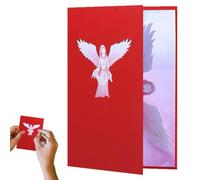 3.d Carte d'ange - Carte pop-up faite à la main pour Noël, rétablissement et condoléances | Carte d'ange priant avec enveloppes | Carte commémorative et de deuil pour occasions religieuses, baptême et