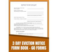 3 Day Eviction Notice Forms Book: Notice to Pay Rent or Vacate Form | Landlord to Tenant Notice to Quit | 60 Forms.