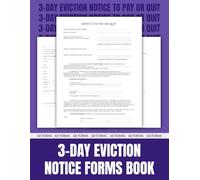 3 Day Eviction Notice Forms Book, Notice to Pay Rent or Vacate Form | Landlord to Tenant Notice to Quit | 60 Forms.