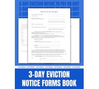 3 Day Eviction Notice Forms Book, Notice to Pay Rent or Vacate Form | Landlord to Tenant Notice to Quit | 60 Forms.
