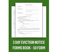 3 Day Eviction Notice Forms Book, Notice to Pay Rent or Vacate Form | Landlord to Tenant Notice to Quit | 50 Forms.