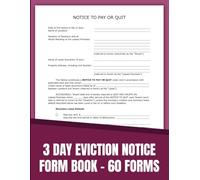 3 Day Eviction Notice Forms Book, Notice to Pay Rent or Vacate Form | Landlord to Tenant Notice to Quit | 60 Forms.