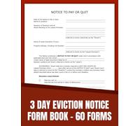 3 Day Eviction Notice Forms Book, Notice to Pay Rent or Vacate Form | Landlord to Tenant Notice to Quit | 60 Forms.